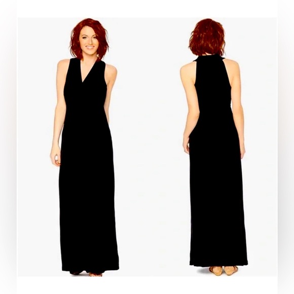 Motherhood Maternity Black Empire Waist w/ Tie Maxi Dress size Large - Picture 1 of 6